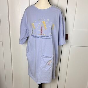 Vintage coastal beach oversized tshirt dress mumu with pocket 100% cotton